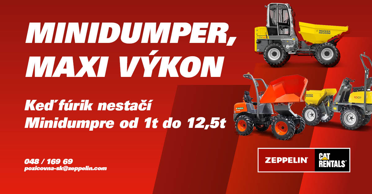 Minidumper, maxi výkon. Keď fúrik nestačí. Minidumpre od 1t do 12,5t.